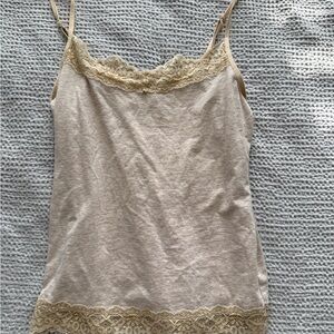 ✨5 for $25✨ Women's Lace Trim Cami Tank Top - Beige